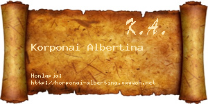 Korponai Albertina névjegykártya